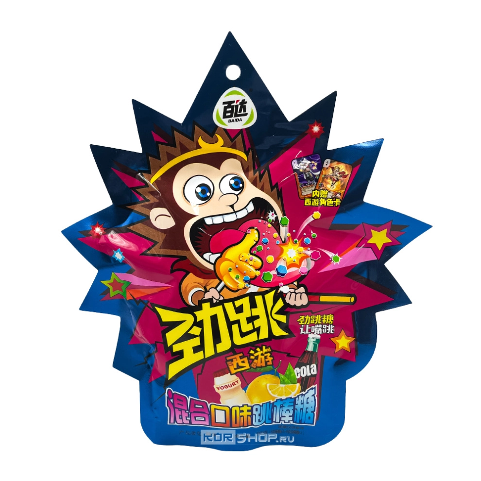 Шипучая конфета со вкусом кока-колы и лимонного йогурта BaiDa, Китай, 30 г Шипучая конфета со вкусом кока-колы и лимонного йогурта BaiDa, Китай, 30 г