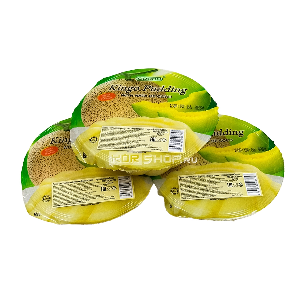 Набор (3 шт.) Фруктовый пудинг со вкусом медовой дыни Кинго (Kingo) Cocon, Малайзия, 420 г*3шт.