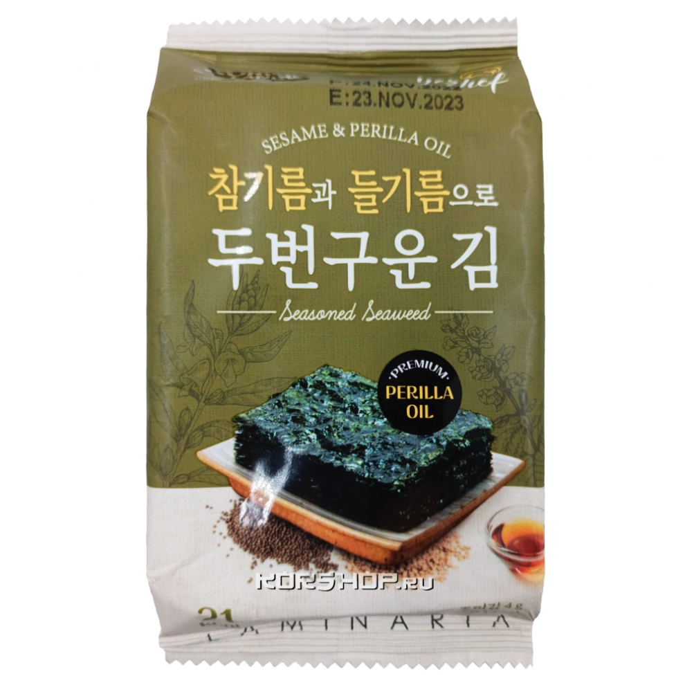 Хрустящая морская капуста со вкусом периллы Nori Land Manjun, Корея, 4 г Хрустящая морская капуста со вкусом периллы Nori Land Manjun, Корея, 4 г