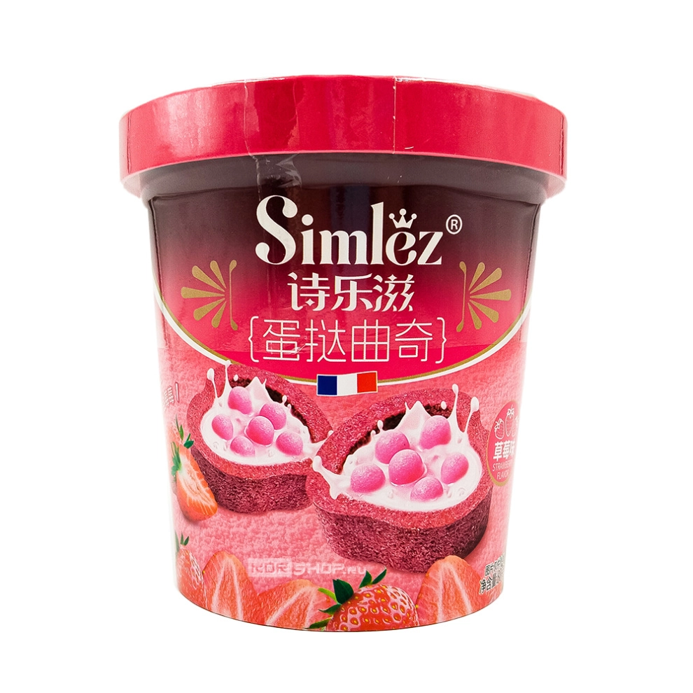 Мини-тарты с хрустящими шариками в шоколадно-клубничном соусе Simlez, Китай, 80 г