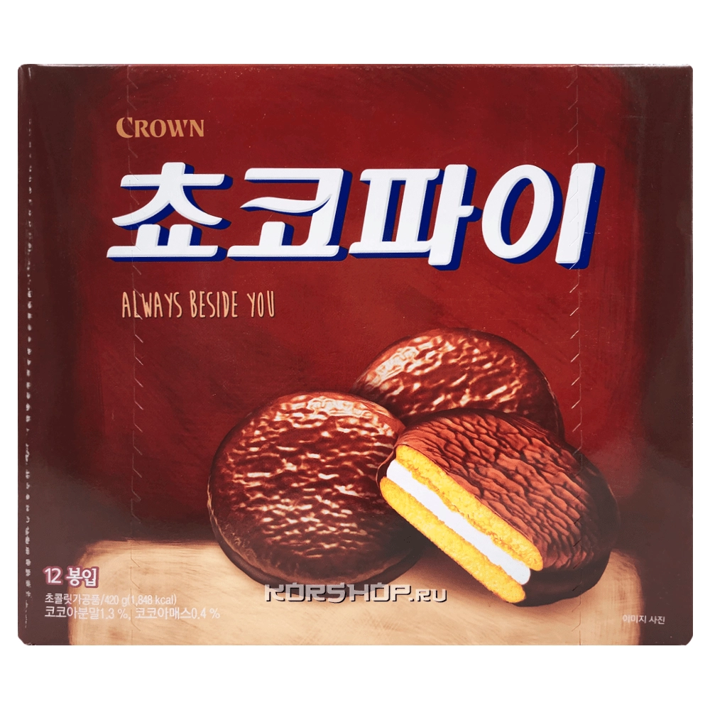 Пирожные в шоколадной глазури Choco Pie Crown, Корея, 420 г
