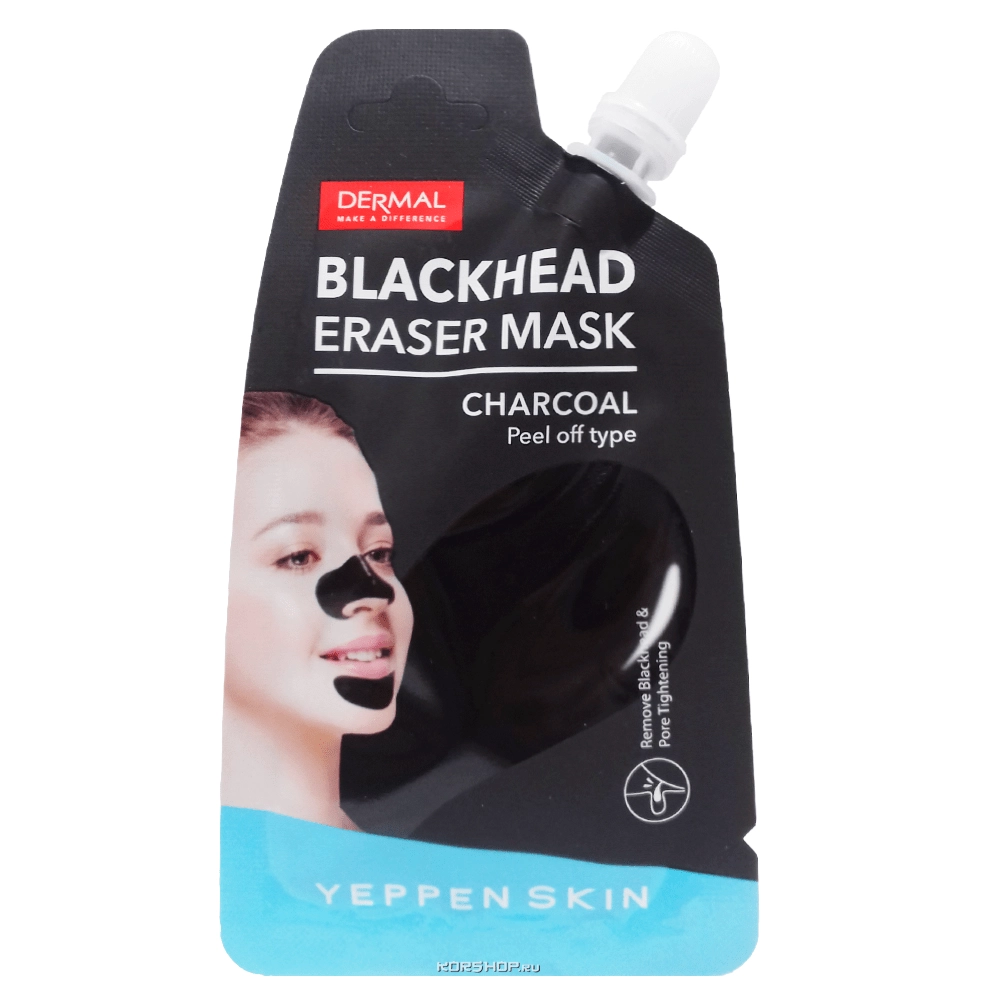 Очищающая маска для лица с углём Blackhead Eraser Mask Yeppen Skin Dermal, Корея, 20 мл