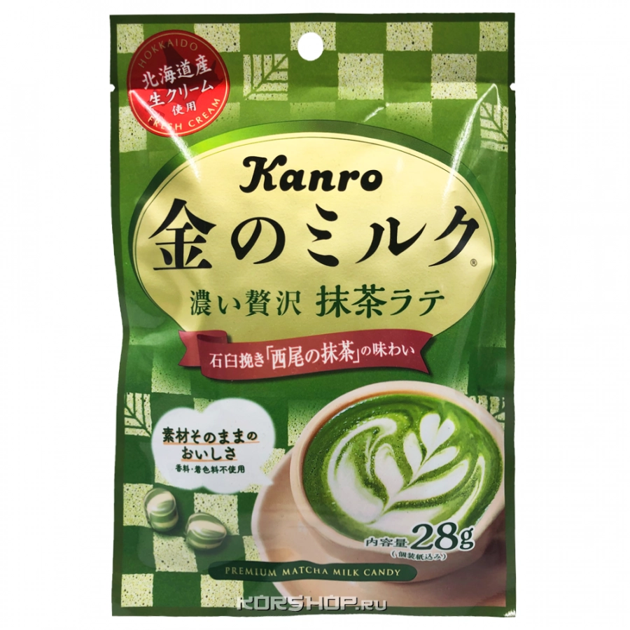 Молочная карамель Матча Латте Gold Milk Candy Matcha Latte Kanro, Япония, 28 г Молочная карамель Матча Латте Gold Milk Candy Matcha Latte Kanro, Япония, 28 г
