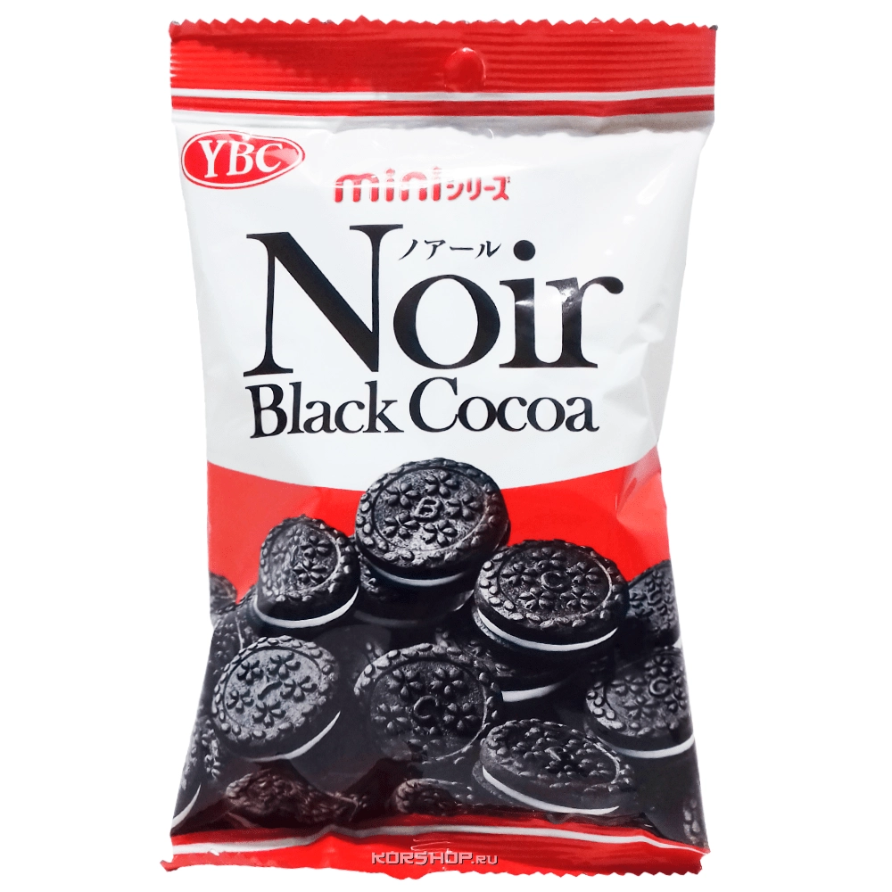 Шоколадное мини печенье с ванильной начинкой Black Cocoa YBC Noir, Япония, 65 г