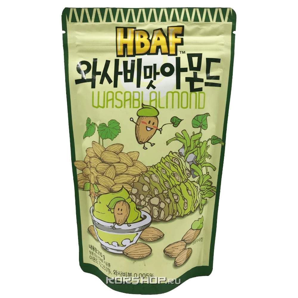 Миндаль со вкусом васаби Hbaf, Корея, 210 г Миндаль со вкусом васаби Hbaf, Корея, 210 г