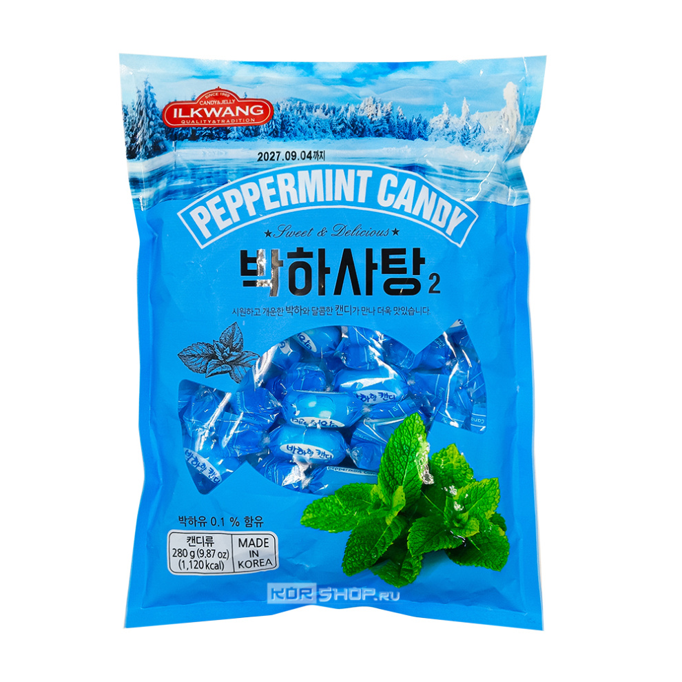 Леденцовая карамель со вкусом перечной мяты Peppermint Candy Ilkwang, Корея, 280 г