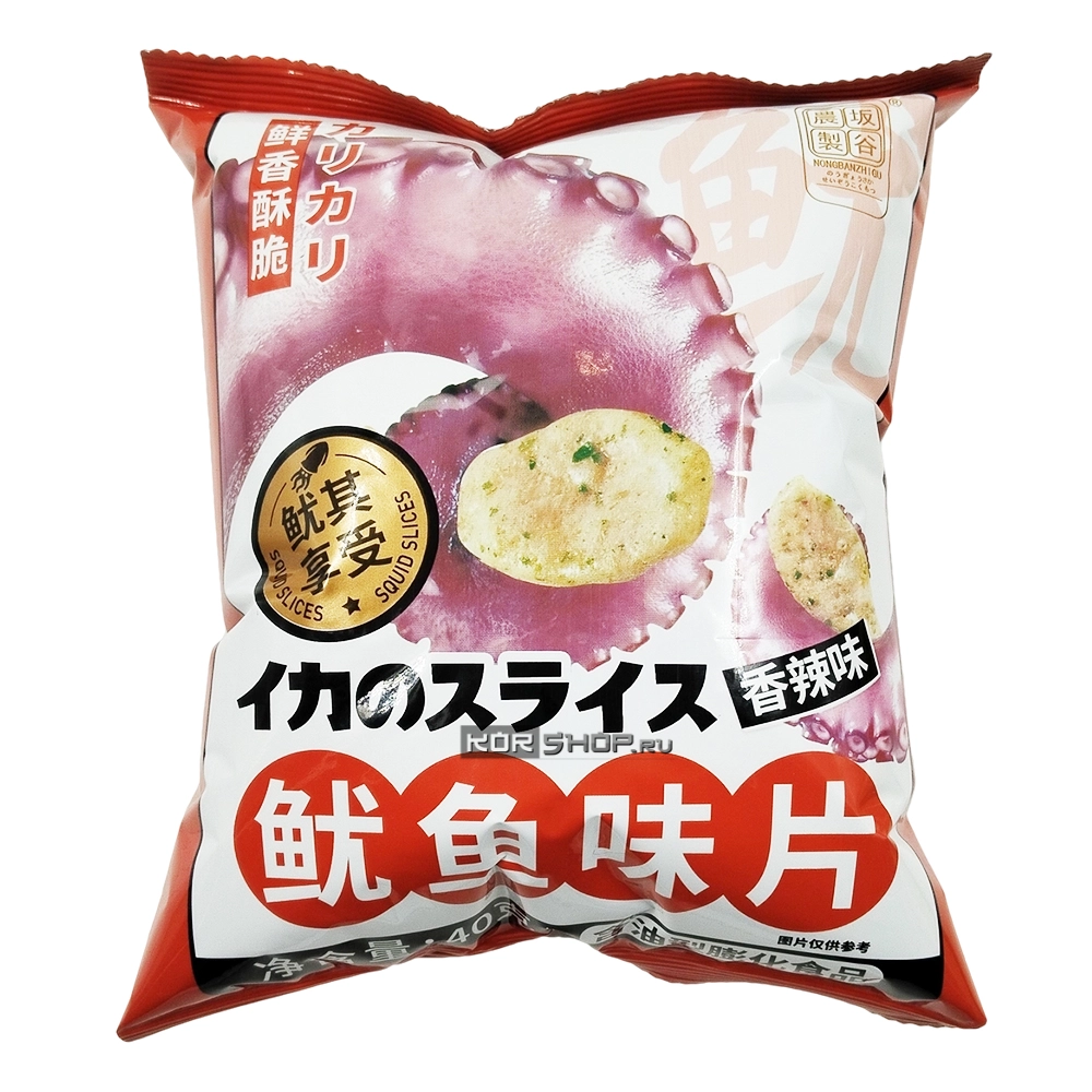Чипсы со вкусом кальмара пряные Нонбаньчжигу / Nongbanzhigu, Китай, 40 г