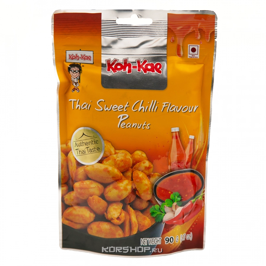 Обжаренный арахис со вкусом сладкого тайского соуса Koh Kae, Таиланд, 90 г Обжаренный арахис со вкусом сладкого тайского соуса Koh Kae, Таиланд, 90 г