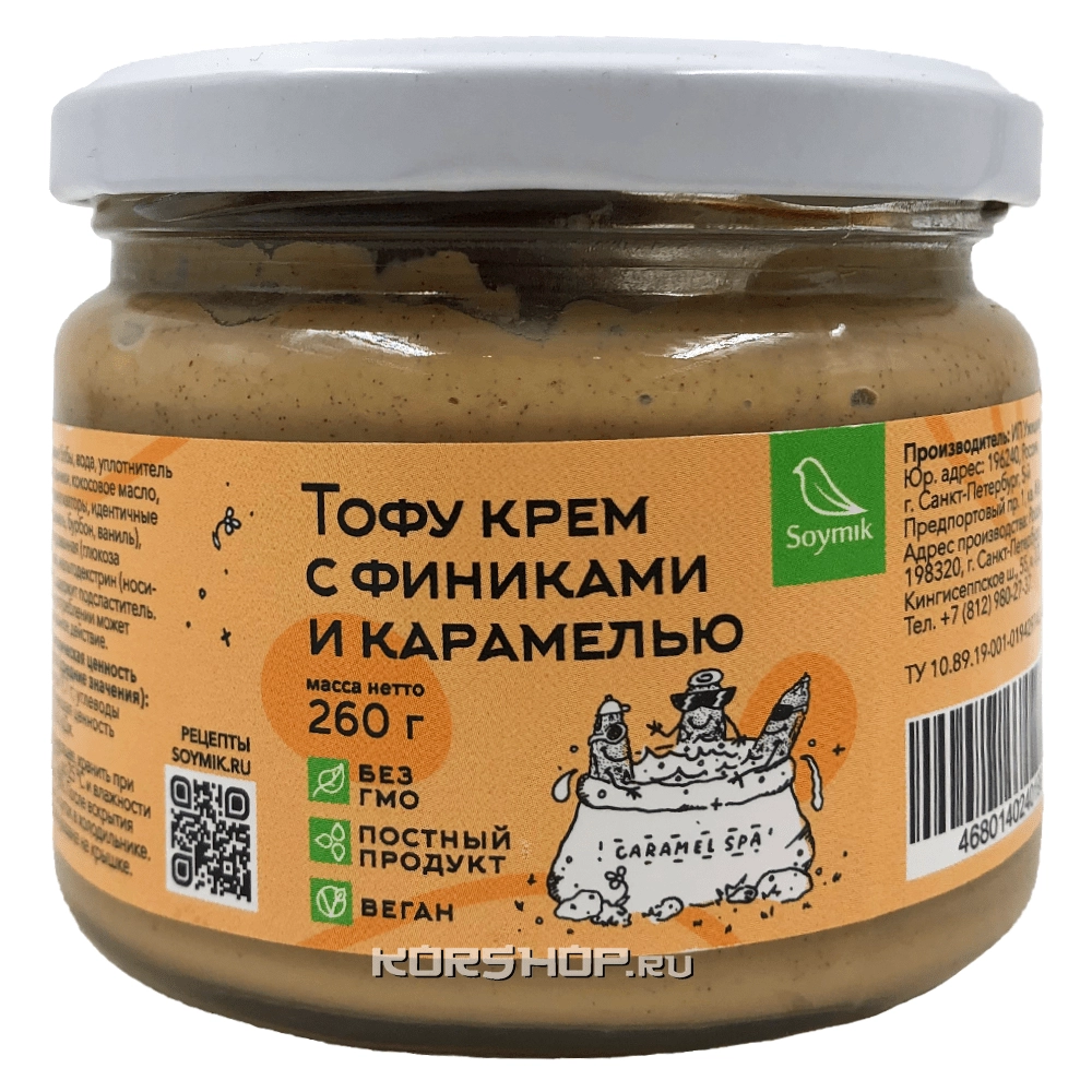 Тофу крем с финиками и карамелью Соймик, 260 г Тофу крем с финиками и карамелью Соймик, 260 г