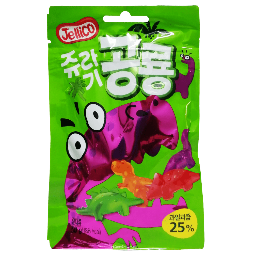 Желейные конфеты со вкусом фруктов (фигурки динозавров) Jurassic Dinosaur Jellico, Корея, 50 г