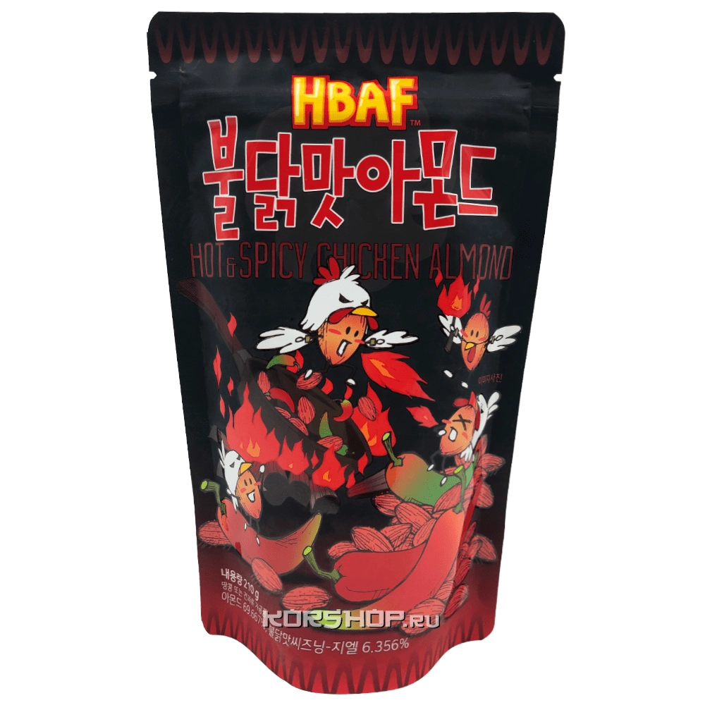 Миндаль со вкусом острой курицы Hbaf, Корея, 210 г Миндаль со вкусом острой курицы Hbaf, Корея, 210 г
