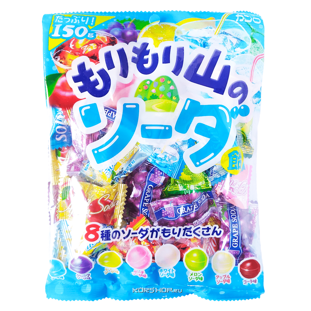 Конфеты ассорти со вкусом 8 газированных напитков Kanro, Япония,