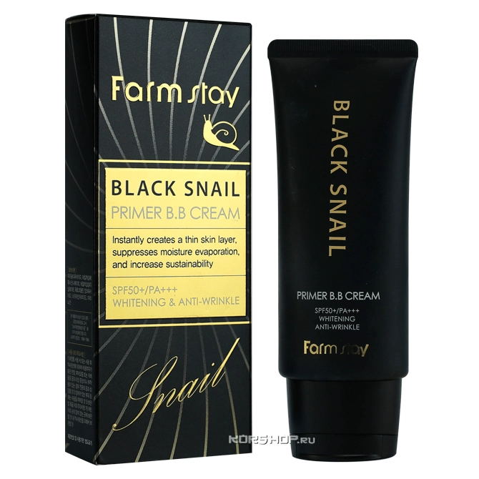 ВВ крем с муцином черной улитки Black Snail Primer BB Cream SPF 50+\ PA+++ FarmStay, Корея, 50 г ВВ крем с муцином черной улитки Black Snail Primer BB Cream SPF 50+\ PA+++ FarmStay, Корея, 50 г