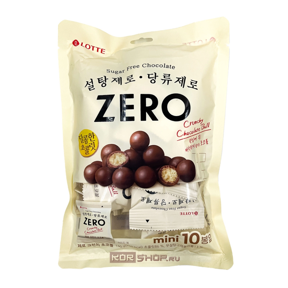 Конфеты хрустящий шоколад шарики Зеро Lotte, Корея, 140 г