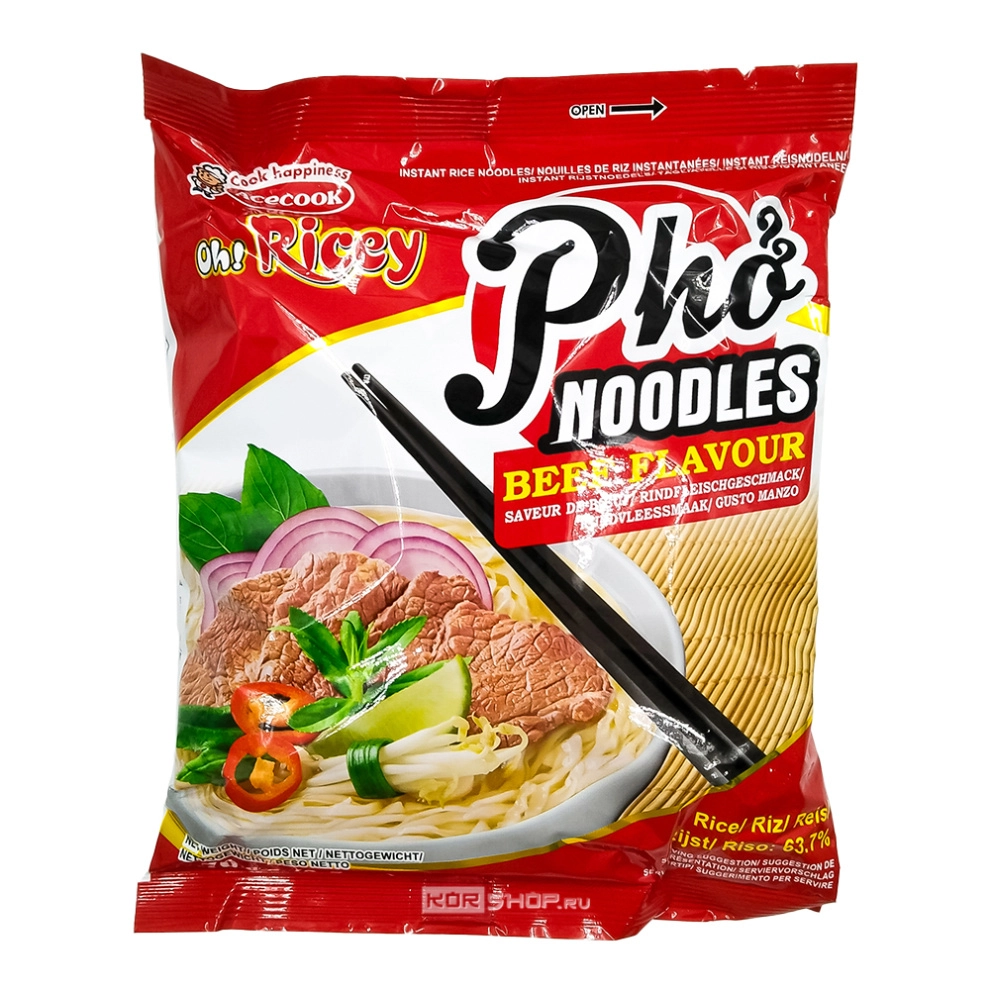 Рисовая лапша б/п Фо Бо со вкусом говядины OH!RICEY Acecook (пакет), Вьетнам, 70 г Рисовая лапша б/п Фо Бо со вкусом говядины OH!RICEY Acecook (пакет), Вьетнам, 70 г