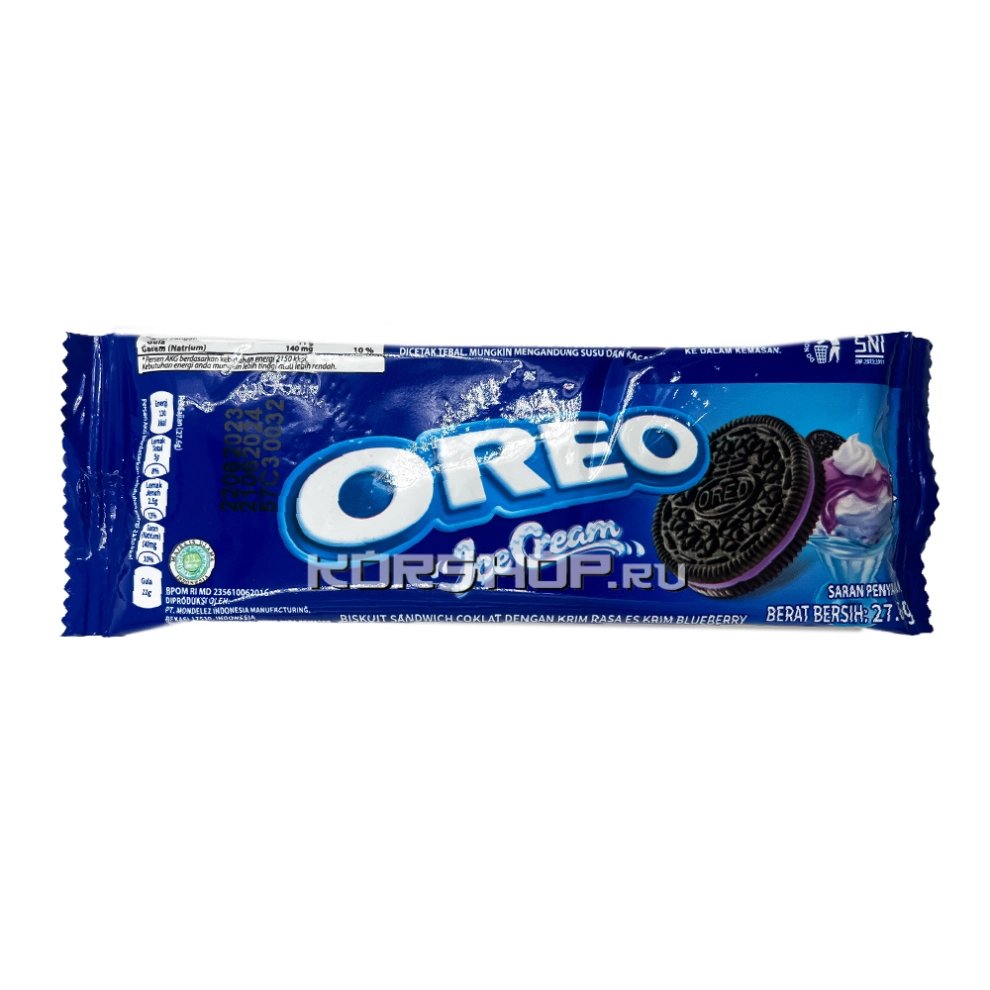 Печенье со вкусом мороженого с голубикой Ice Cream Blueberry Oreo, Индонезия, 27,6 г