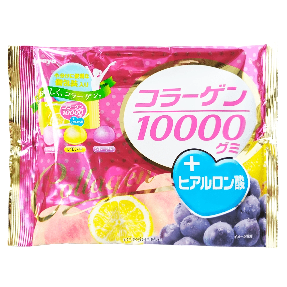 Жевательный мармелад с коллагеном Collagen 10000 Kabaya, Япония, 150 г,