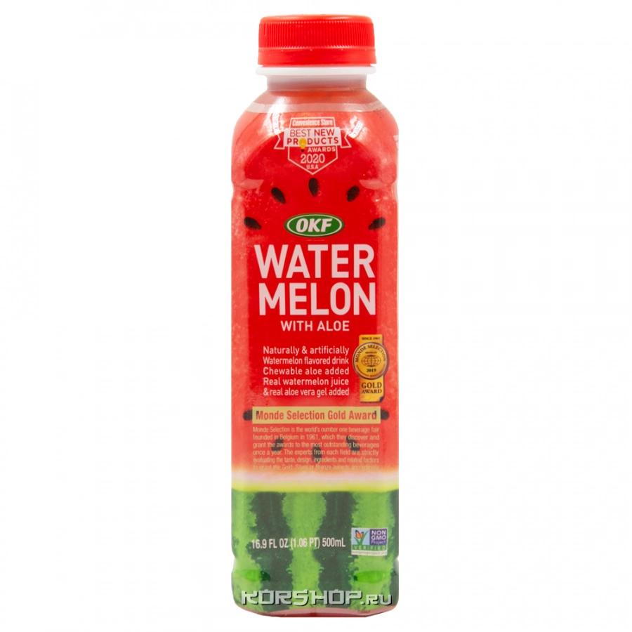 Негазированный б/а напиток Арбуз с Алоэ OKF, Корея, 500 мл Негазированный б/а напиток Арбуз с Алоэ OKF, Корея, 500 мл