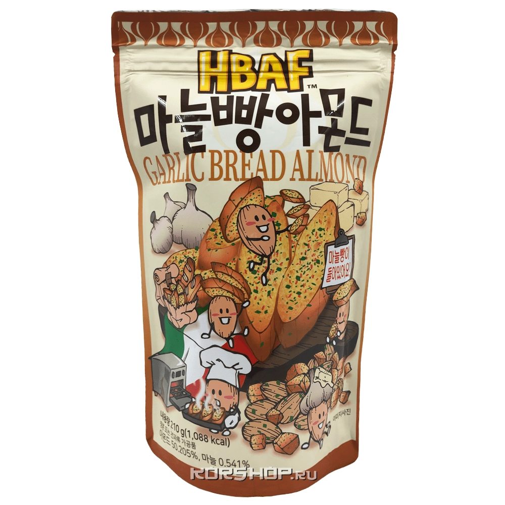 Миндаль со вкусом чесночного хлеба Hbaf, Корея, 210 г Миндаль со вкусом чесночного хлеба Hbaf, Корея, 210 г