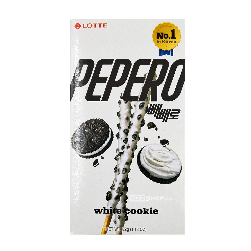 Соломка в молочном шоколаде с кусочками печенья Пеперо White Cookie Pepero Lotte, Корея, 32 г