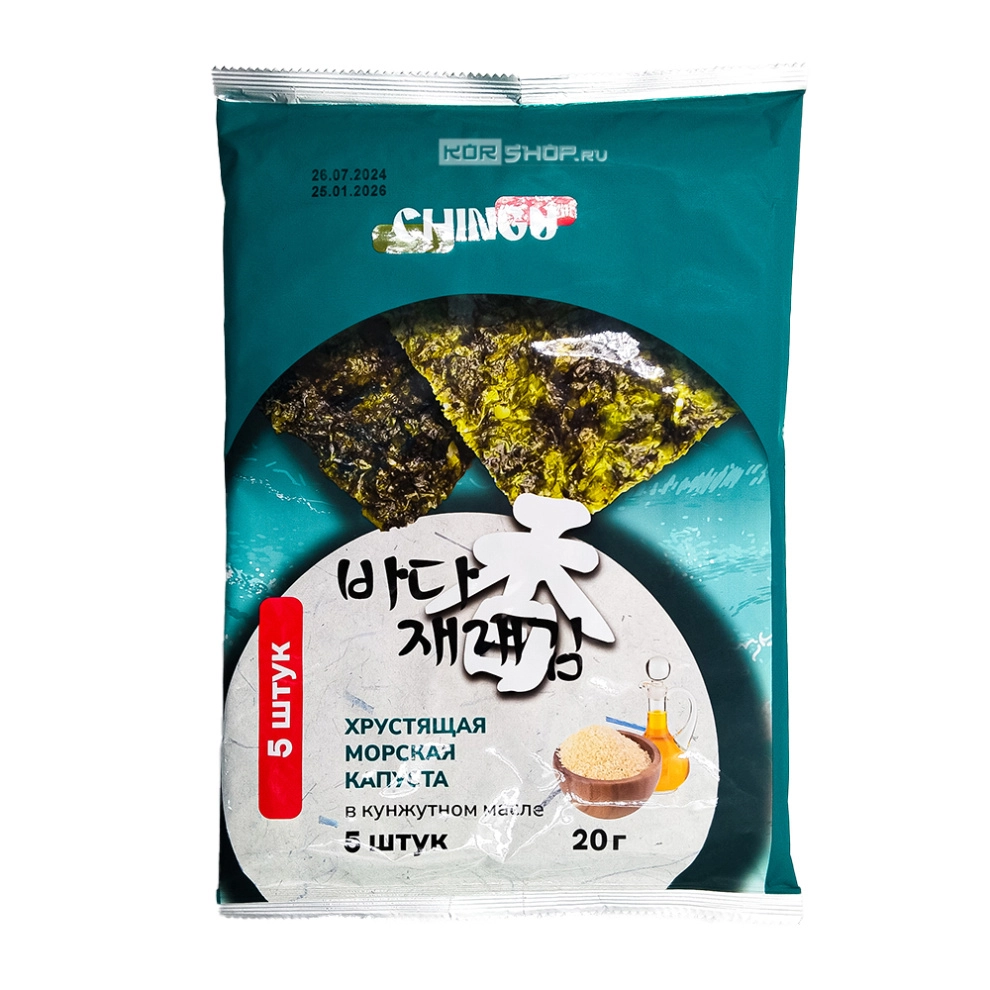 Жареная морская капуста «ЧИНГУ» в кунжутном масле Chingu (5 шт.), Корея, 20 г Жареная морская капуста «ЧИНГУ» в кунжутном масле Chingu (5 шт.), Корея, 20 г