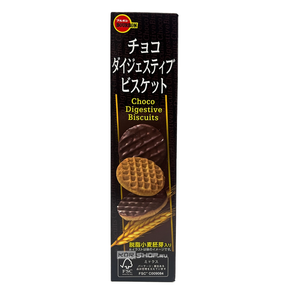 Печенье покрытое нежным молочным шоколадом Choco Digestive Bourbon, Япония, 98,6 г Печенье покрытое нежным молочным шоколадом Choco Digestive Bourbon, Япония, 98,6 г