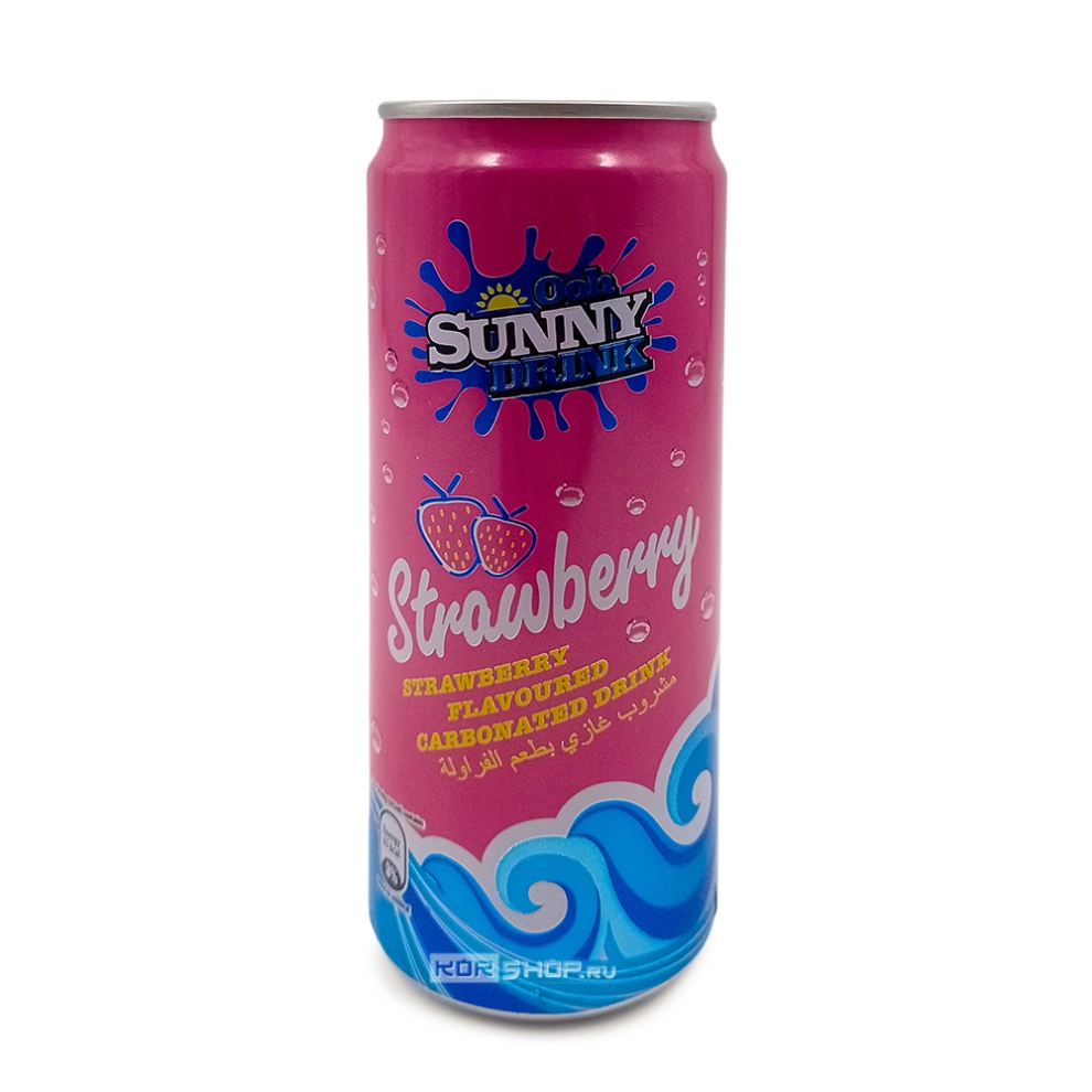 Газированный б/а напиток «Клубника» Strawberry Ooh Sunny Drink, Малайзия, 325 мл