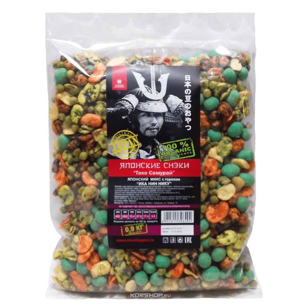 Японский микс с горохом Ика Нин Нику Тако Самурай, 900 г Японский микс с горохом Ика Нин Нику Тако Самурай, 900 г