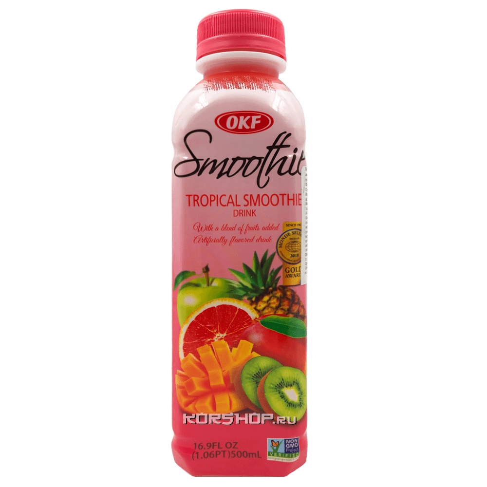 Мультивитаминный напиток с лактобактериями Смузи Smoothie Tropical OKF (яблоко, грейпфрут, ананас, киви, манго, апельсин), Корея, 500 мл Мультивитаминный напиток с лактобактериями Смузи Smoothie Tropical OKF (яблоко, грейпфрут, ананас, киви, манго, апельсин), Корея, 500 мл