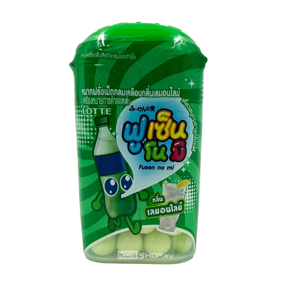 Жевательная резинка драже Лимон-Лайм Fusen No Mi Lemon Lime Thai Lotte, Таиланд, 15 г Жевательная резинка драже Лимон-Лайм Fusen No Mi Lemon Lime Thai Lotte, Таиланд, 15 г