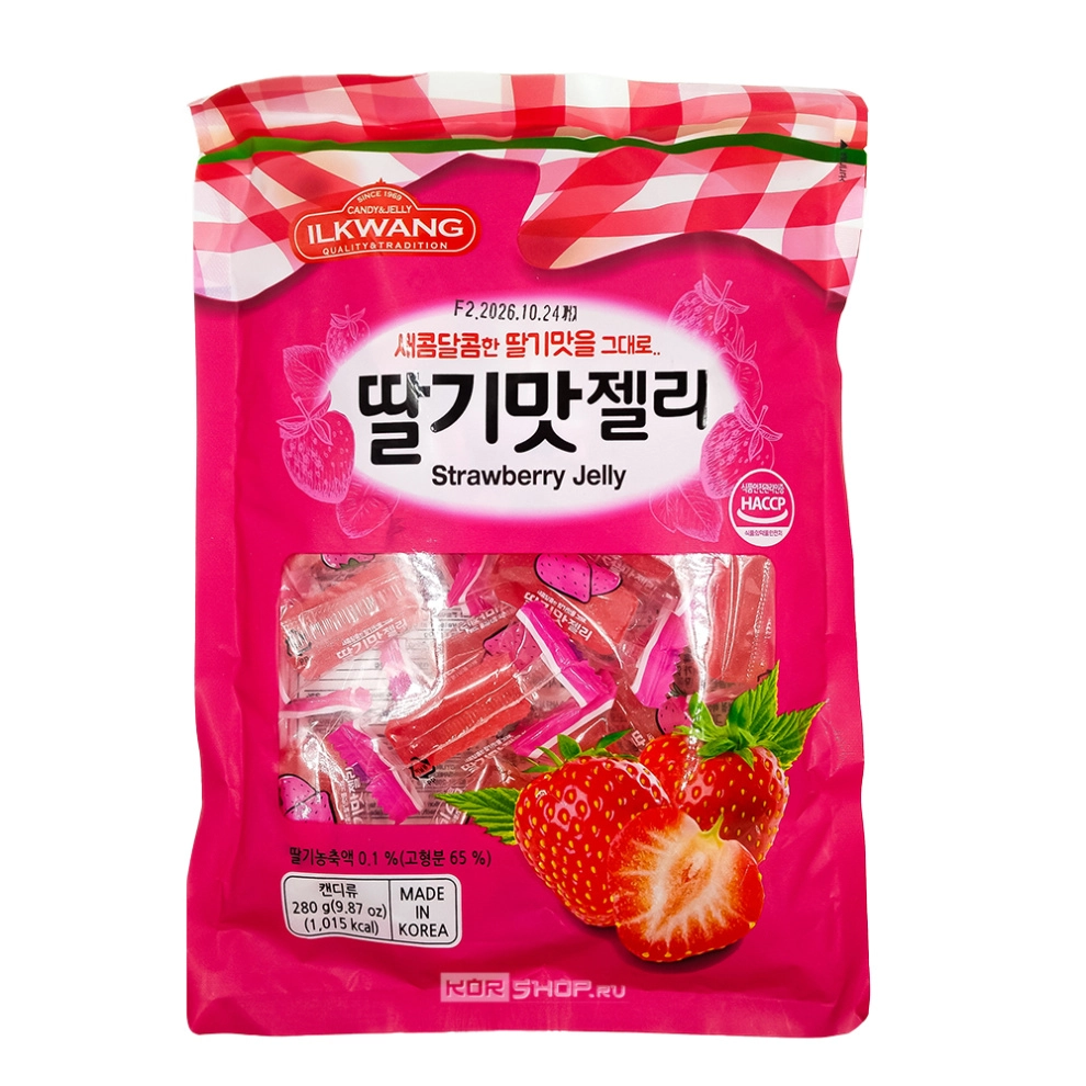 Желейные конфеты со вкусом клубники Strawberry Jelly Ilkwang, Корея, 280 г Желейные конфеты со вкусом клубники Strawberry Jelly Ilkwang, Корея, 280 г