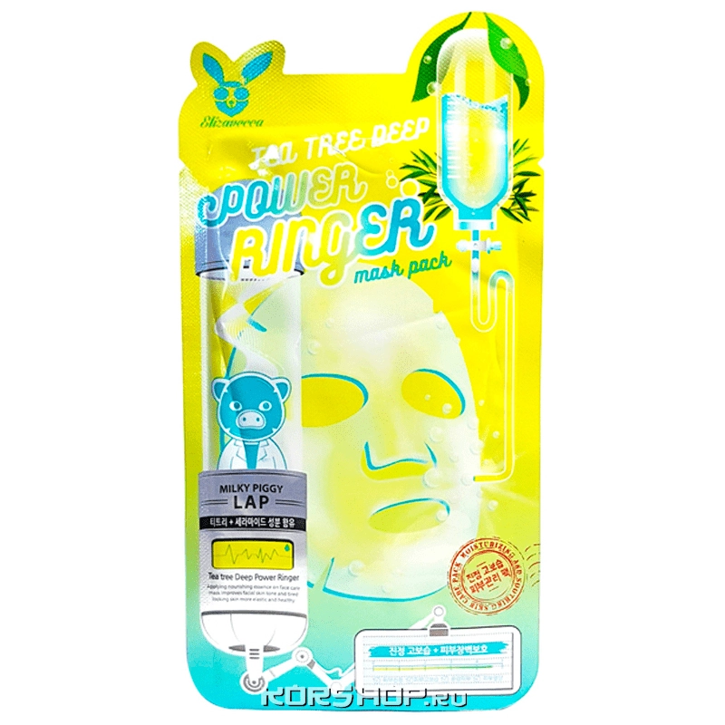 Тканевая маска для лица с чайным деревом Tea Tree Deep Power Ringer Elizavecca, Корея, 23 мл