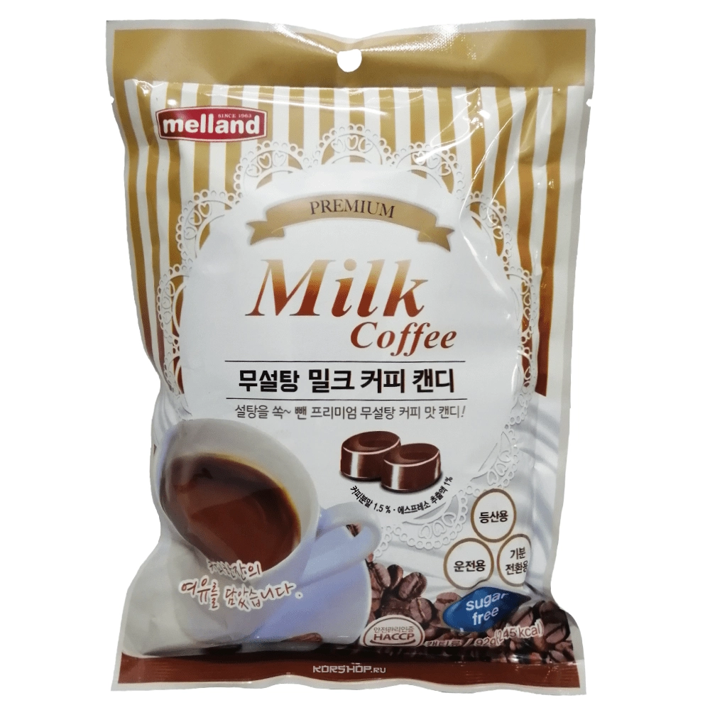 Карамель без сахара Кофе с молоком Premium Melland, Корея, 92 г Карамель без сахара Кофе с молоком Premium Melland, Корея, 92 г