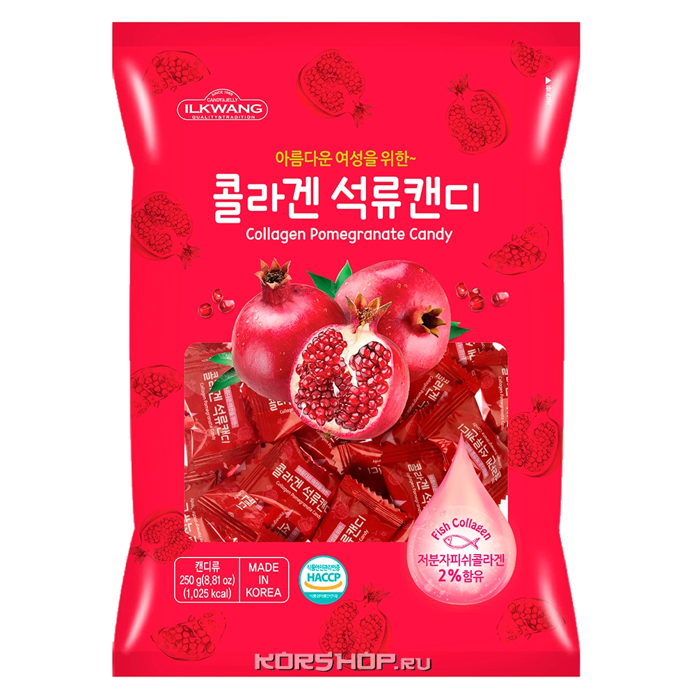 Леденцовая карамель с коллагеном и соком граната Ilkwang, Корея, 250 г