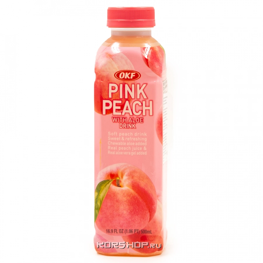 Негазированный б/а напиток Розовый Персик с Алоэ OKF, Корея, 500 мл