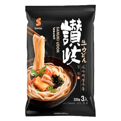 Лапша вареная удон (бульон с морской капустой) Sаnuki Samlip, Корея, 3 порции 672г Лапша вареная удон (бульон с морской капустой) Sаnuki Samlip, Корея, 3 порции 672г