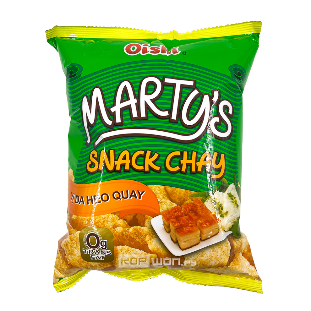 Снек со вкусом хрустящей свинины Vi Da Heo Quai Marty's Snack Chay Oishi, Вьетнам, 39 г. Срок до 07.05.2024.