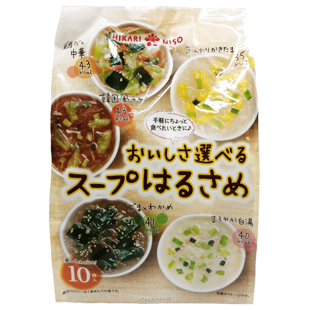 Заготовка для супа Энзюку 5 вкусов (корейский, китайский, кунжутный, свиной, с клёцками) Hikari Miso, Япония, 169 г