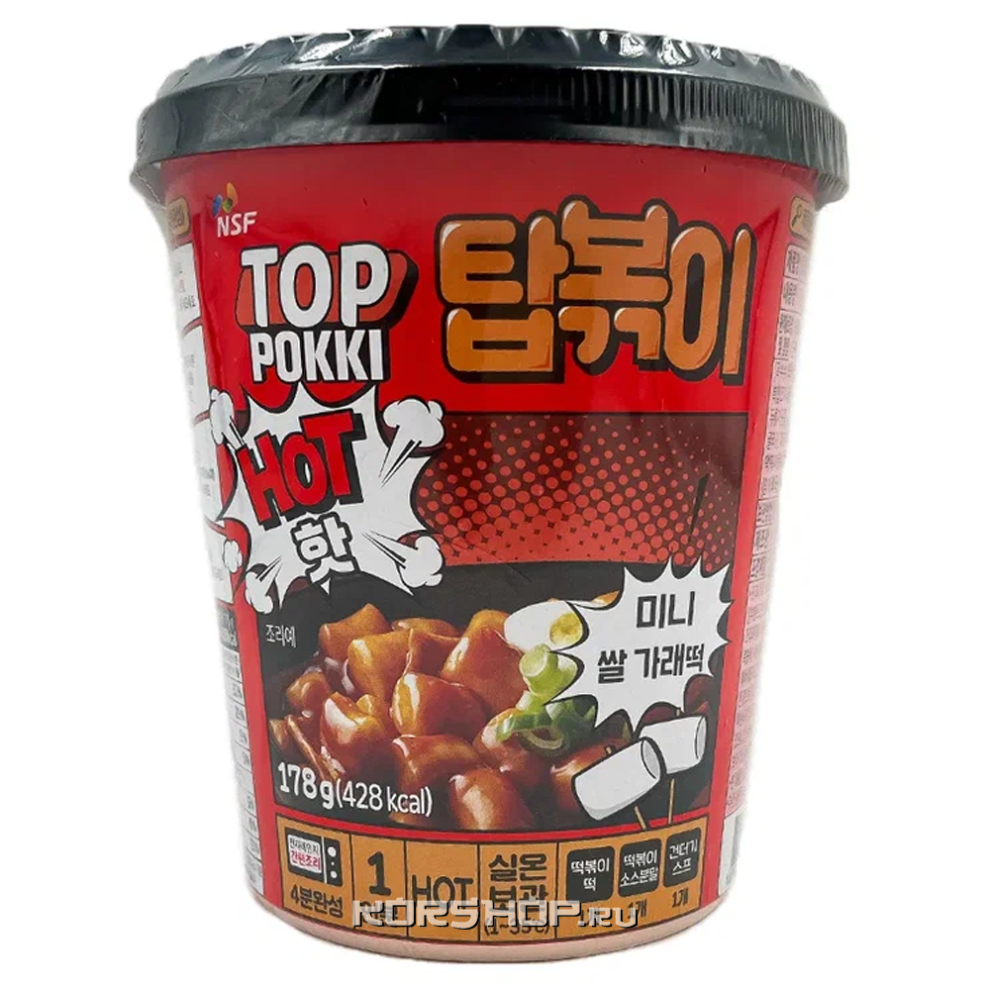 Рисовые палочки Токпокки с острым вкусом (стакан) Top Pokki NSF, Корея, 178 г