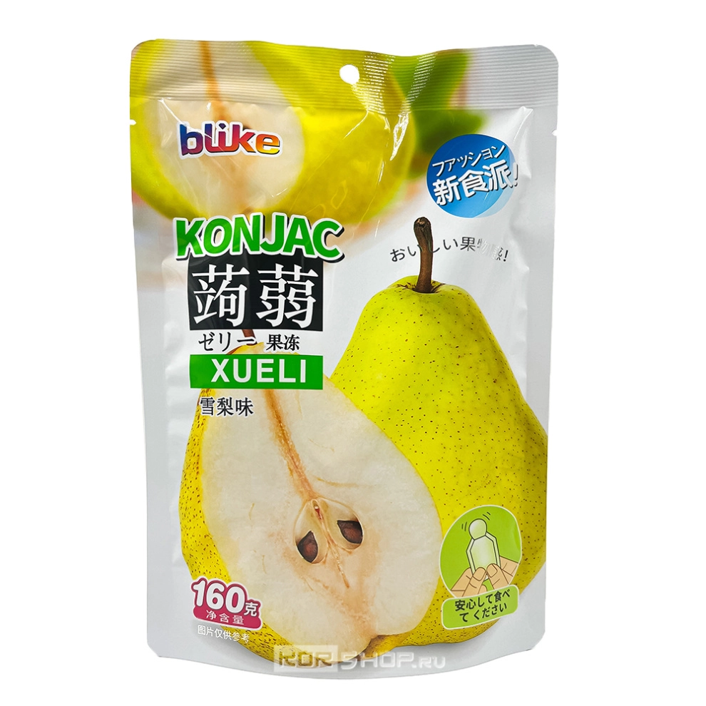 Желе мармеладное с конняку (конжаком) со вкусом груши Blike, Китай, 160 г Желе мармеладное с конняку (конжаком) со вкусом груши Blike, Китай, 160 г