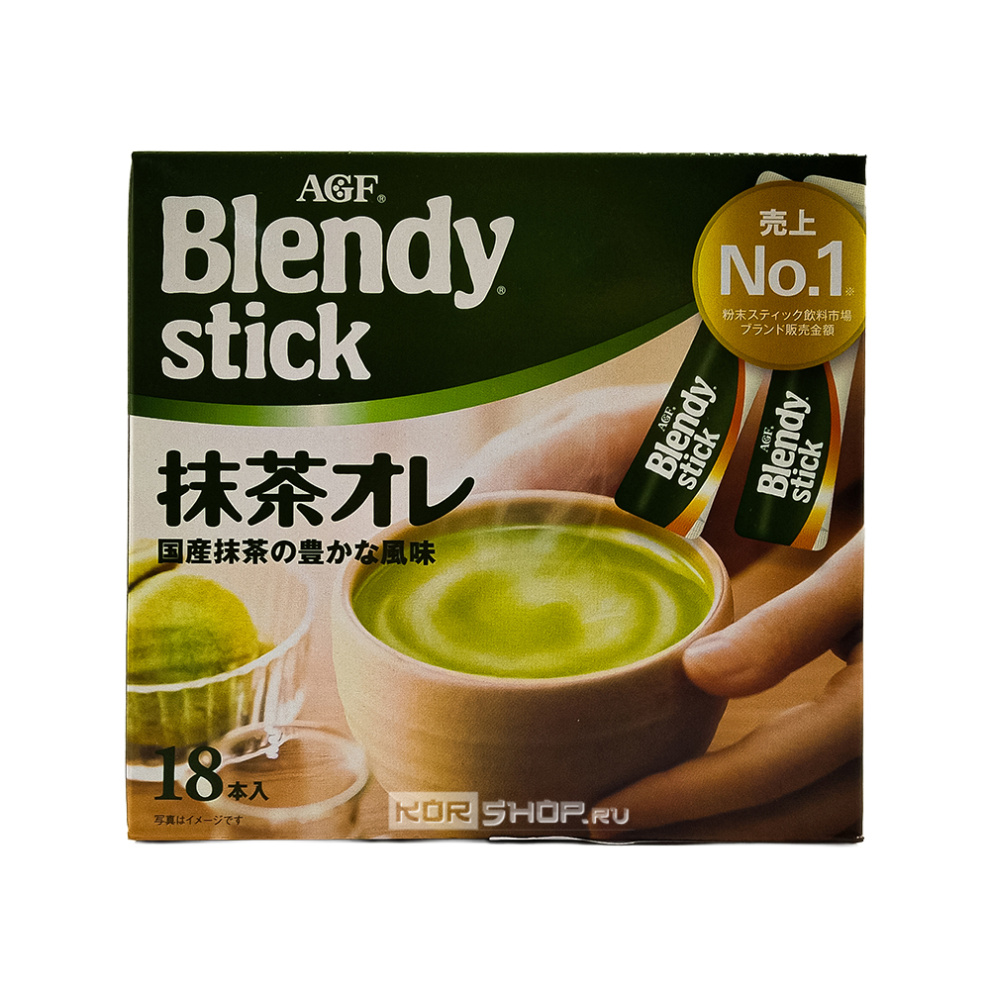 Растворимый зеленый чай с молоком и сахаром Blendy Stick AGF, Япония, 175 г (18 саше)