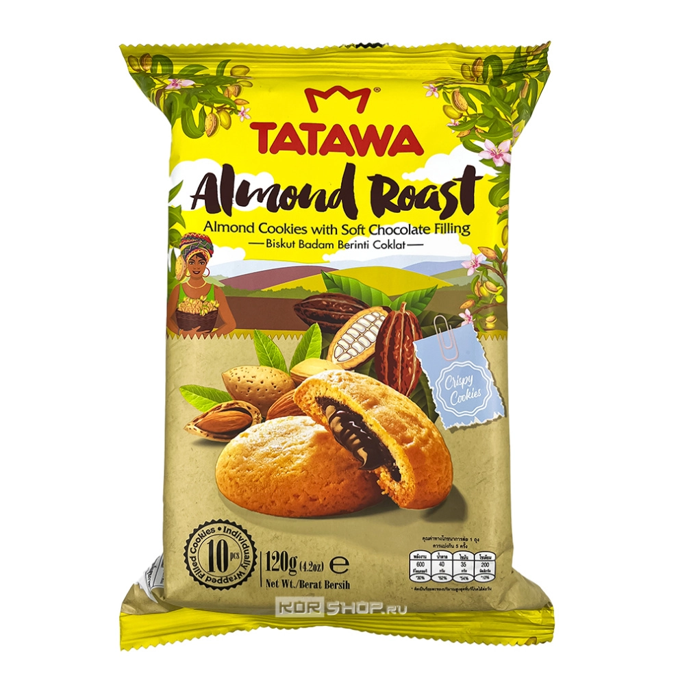 Печенье с миндально-шоколадным кремом Tatawa, Малайзия, 120 г