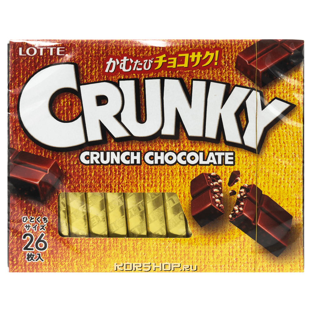 Шоколад хрустящий Экселент Crunky Lotte, Япония, (3,75гх26шт) 97,5 г