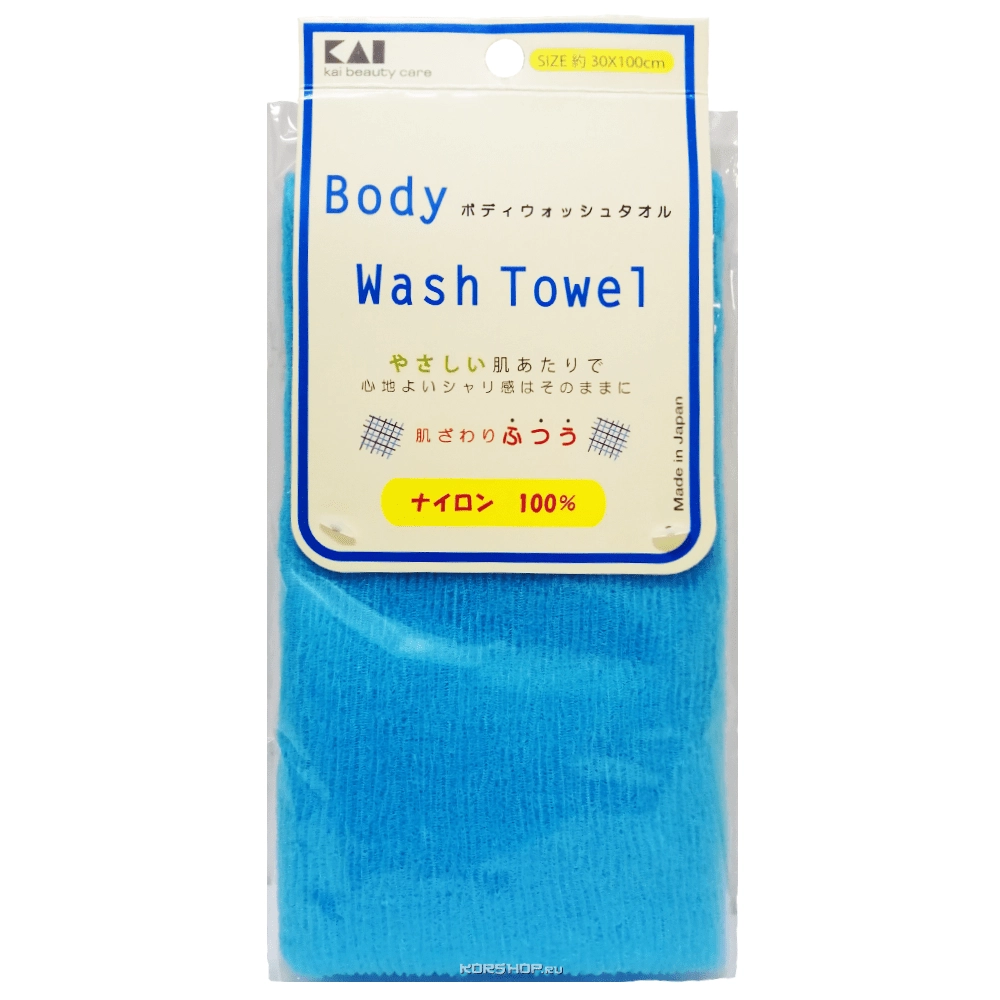 Мочалка для тела с плотным плетением средней жесткости Kai (30*100 см), Япония Мочалка для тела с плотным плетением средней жесткости Kai (30*100 см), Япония