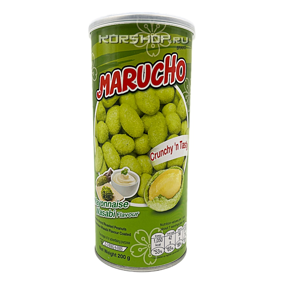 Жареный арахис в глазури со вкусом васаби Marucho, Таиланд, 200 г Жареный арахис в глазури со вкусом васаби Marucho, Таиланд, 200 г
