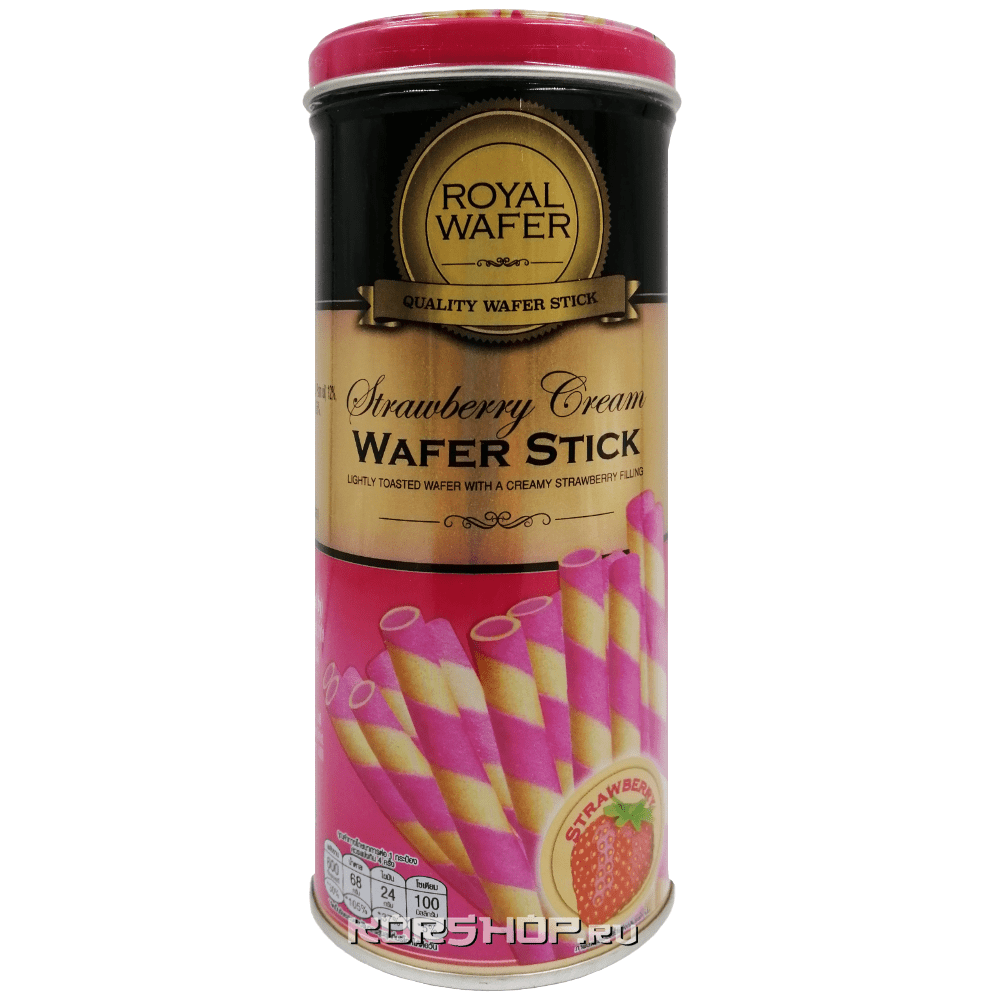 Вафельные трубочки с клубничным вкусом Royal Wafer VFoods, Таиланд, 125 г.