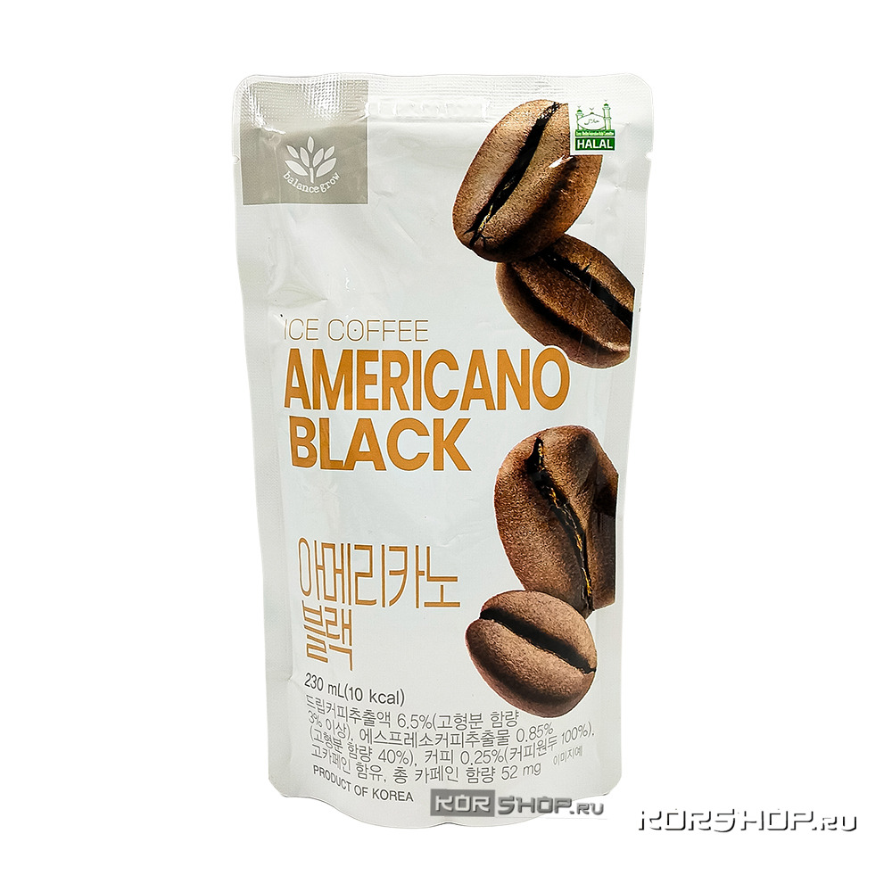 Напиток б/а «Кофе черный Американо» (Ice Coffee Americano Black) Баланс и Рост / Balance Grow, Корея, 230 мл