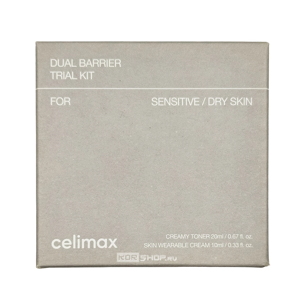Мини набор для ухода за лицом (тонер 20 мл, крем 10 мл) для сухой чувствительной кожи Dual Barrier Trial Kit Celimax, Корея