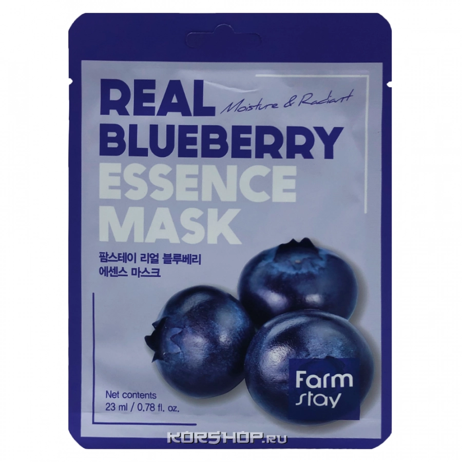 Тканевая маска с экстрактом голубики Real Blueberry Essence Mask FarmStay, Корея, 23 мл Тканевая маска с экстрактом голубики Real Blueberry Essence Mask FarmStay, Корея, 23 мл