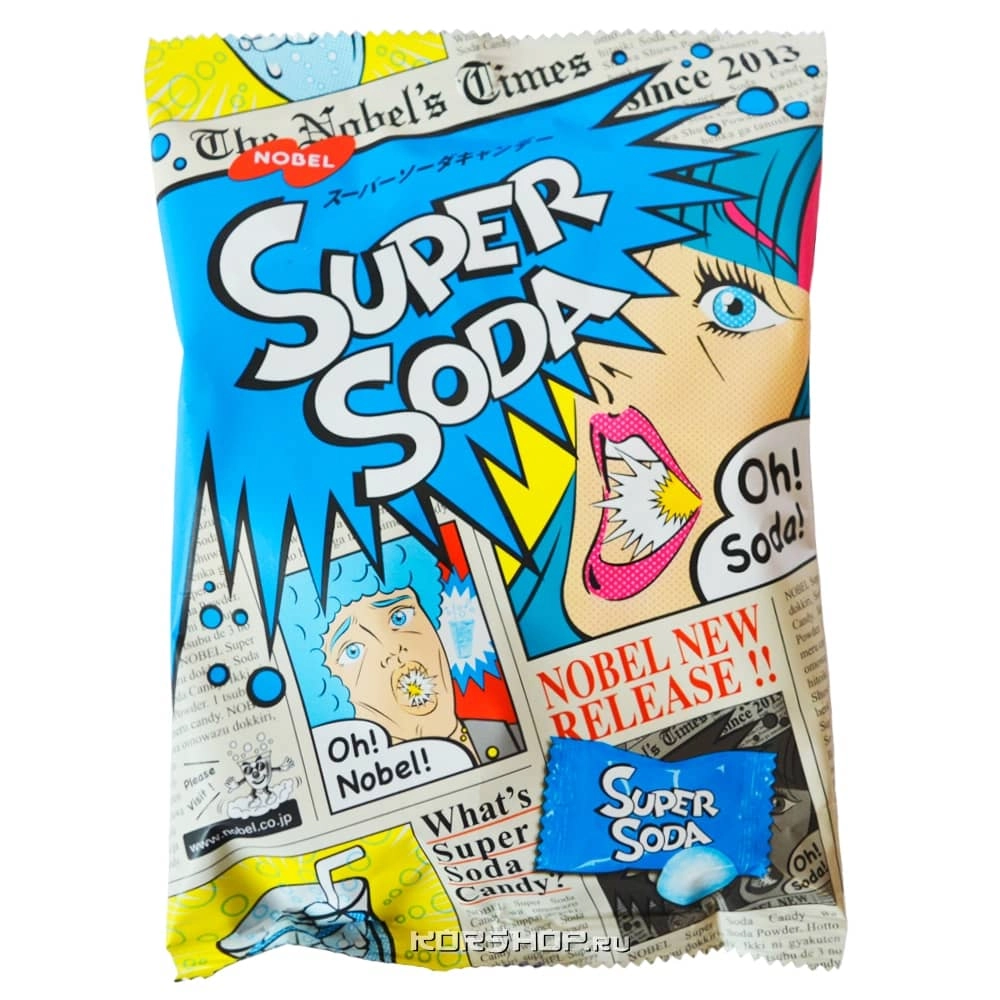 Карамель со вкусом содовой Super Soda Nobel, Япония, 88 г